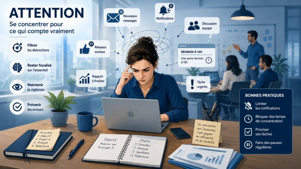 Infographie sur l'attention au travail