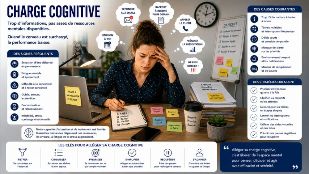Infographie sur la charge cognitive au travail