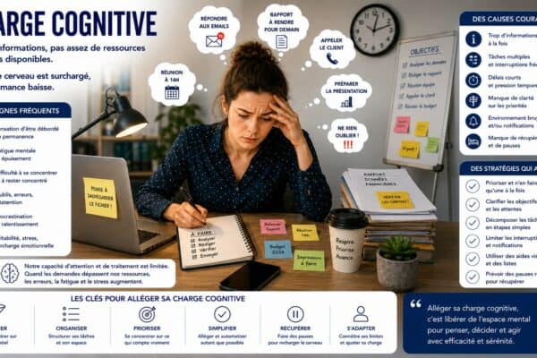 Infographie sur la charge cognitive au travail