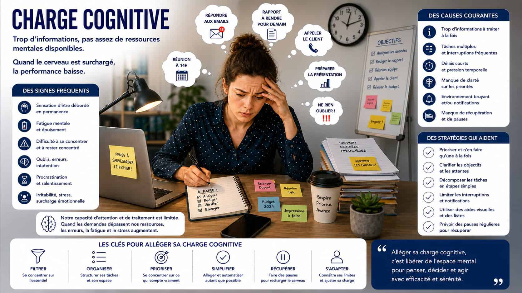 Infographie sur la charge cognitive au travail