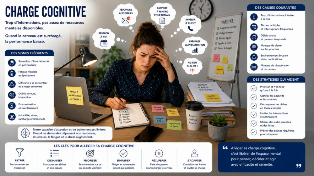 Infographie sur la fatigue cognitive au travail