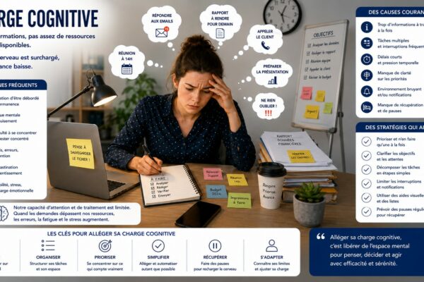 Infographie sur la fatigue cognitive au travail