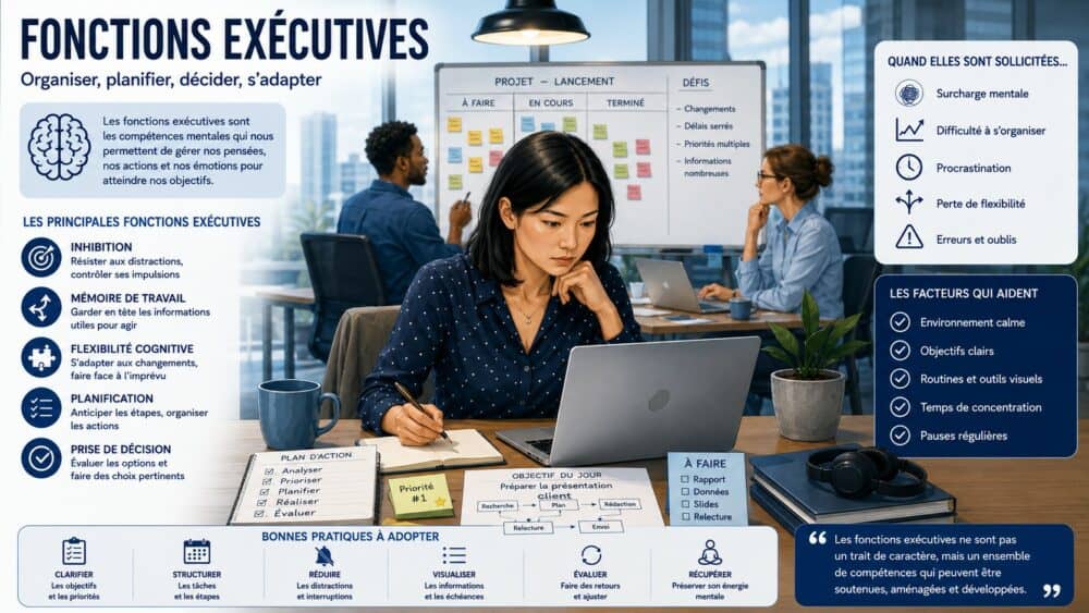 Infographie sur les fonctions exécutives au travail