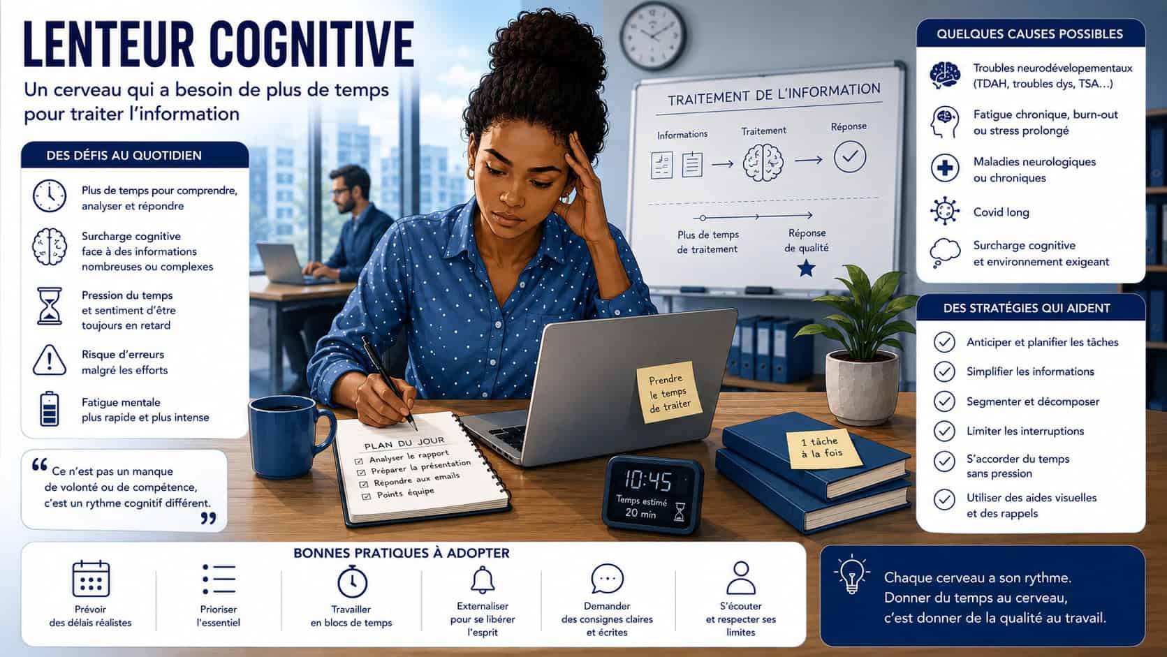 Infographie sur la lenteur cognitive au travail