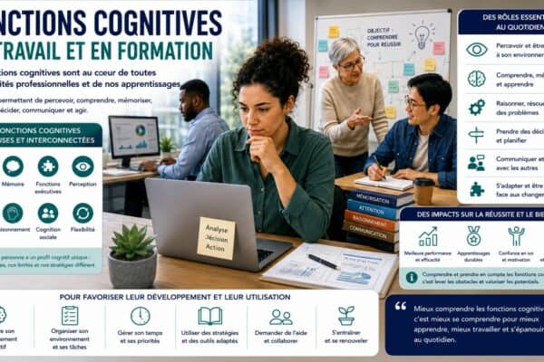 Infographie sur les fonctions cognitives au travail et en formation