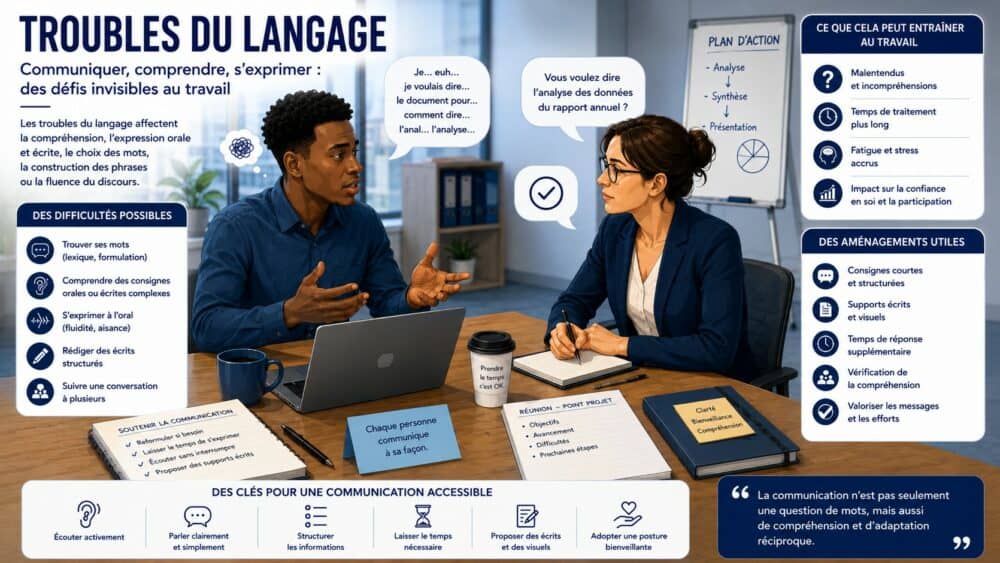 Infographie sur les troubles du langage au travail